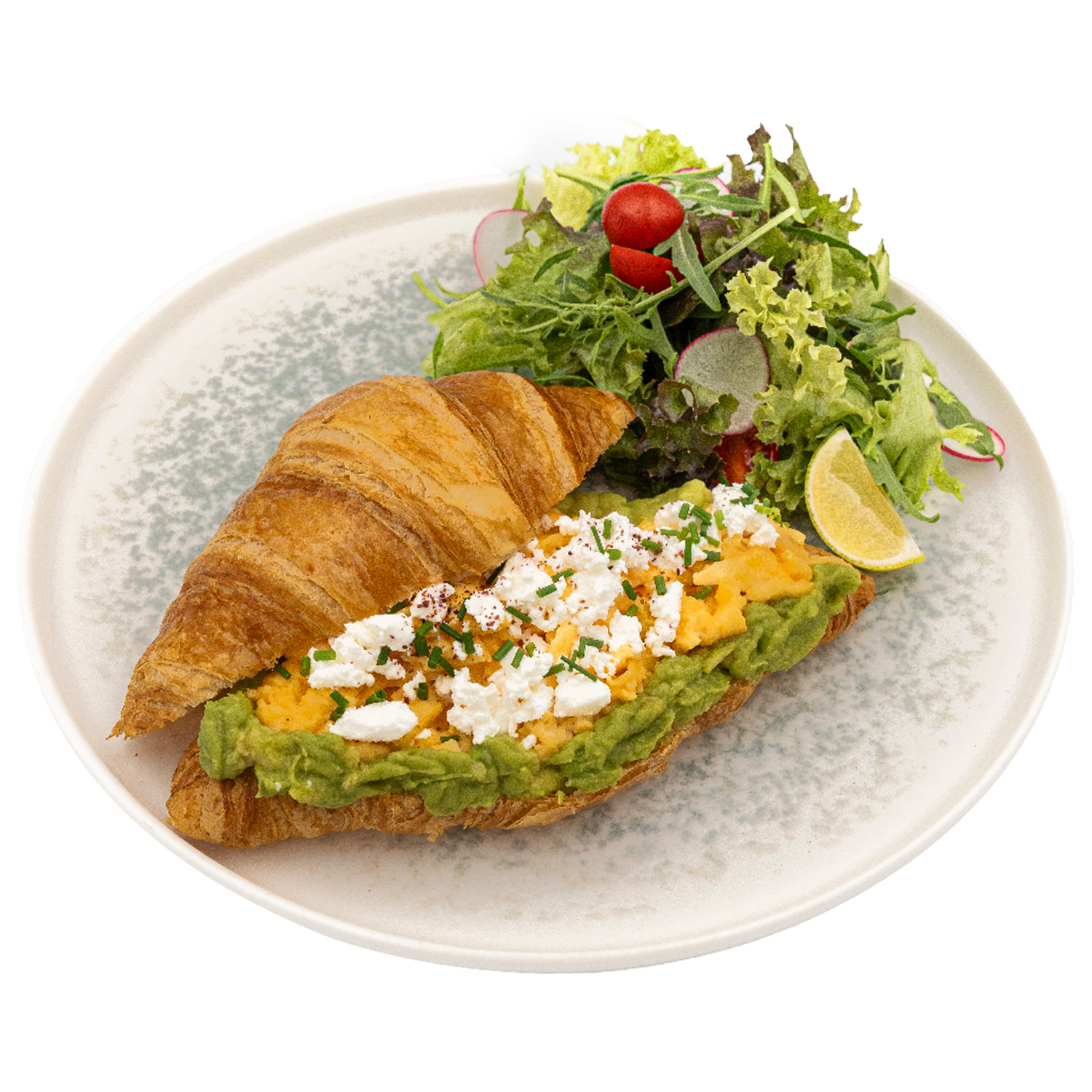 Croissant with fetta and scramble egg